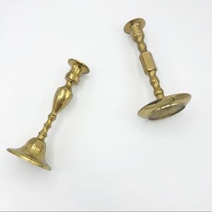 Set of 2 Brass Vintage Candlesticks